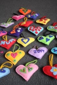 Felted hearts